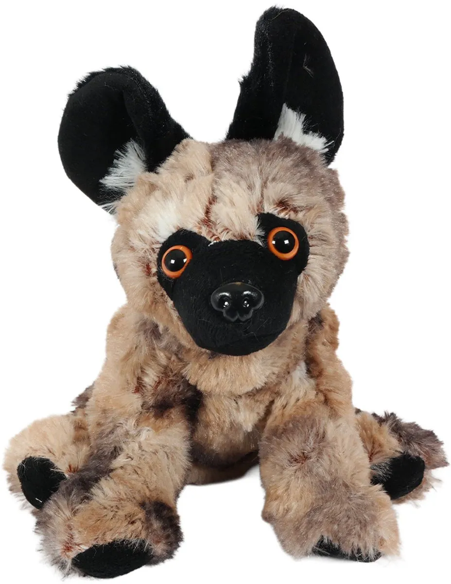 PIA Soft Toys Wilde Hond Knuffel 19cm - Beige/Zwart