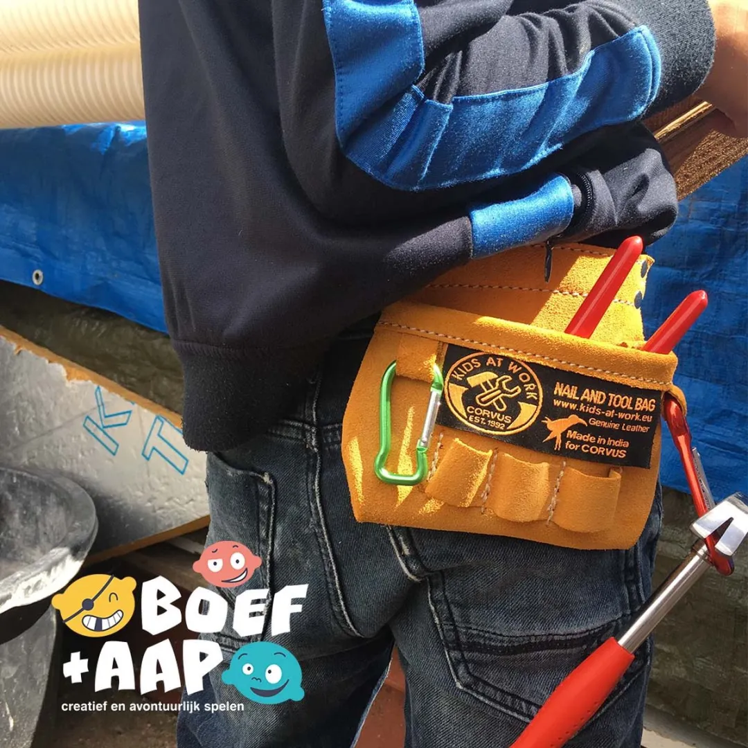 Kids at work Gereedschapsset 8-delig - Zwart/Rood/Groen/Grijs/Zilver/Bruin