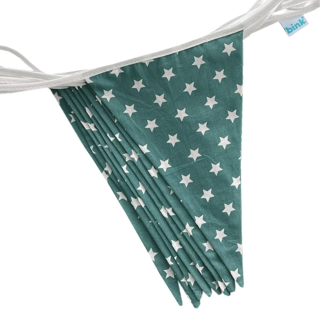 BINK Bedding Stoffen Slinger Stars Olijf - 5m - 9 Vlaggetjes