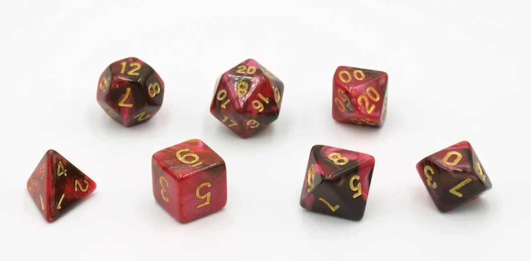 HOT Games Dobbelstenen Set 7 Stuks - Zwart/Rood