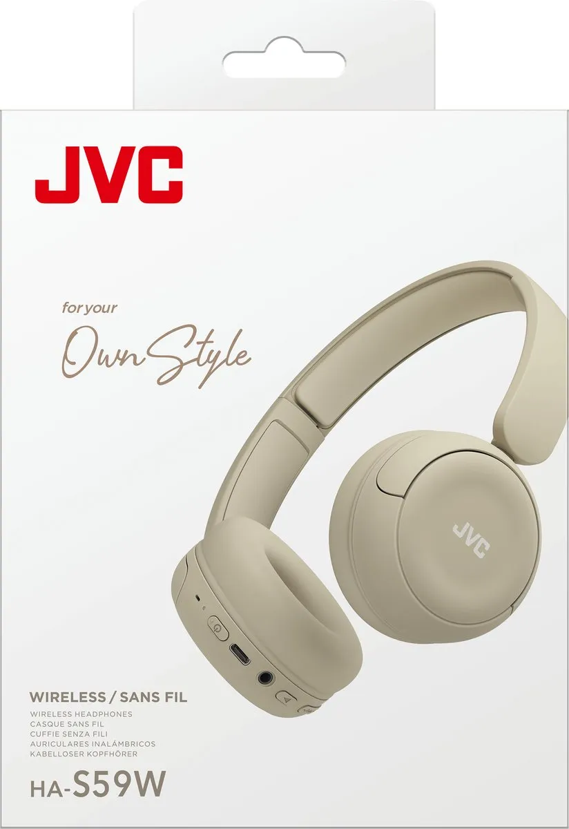 JVC HA-S59W Draadloze Hoofdtelefoon - 50 uur batterij - Beige