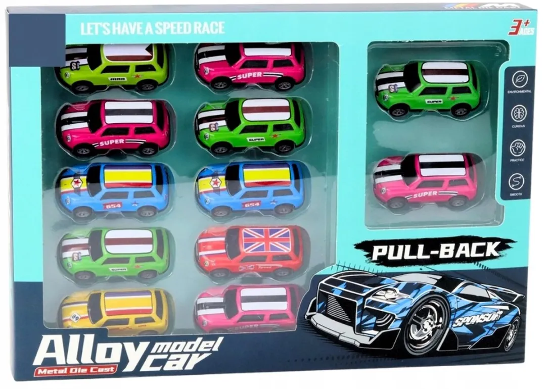 Lean Toys Mini Pull-Back Speelgoedauto's - 12 Stuks - afbeelding 2 van 5