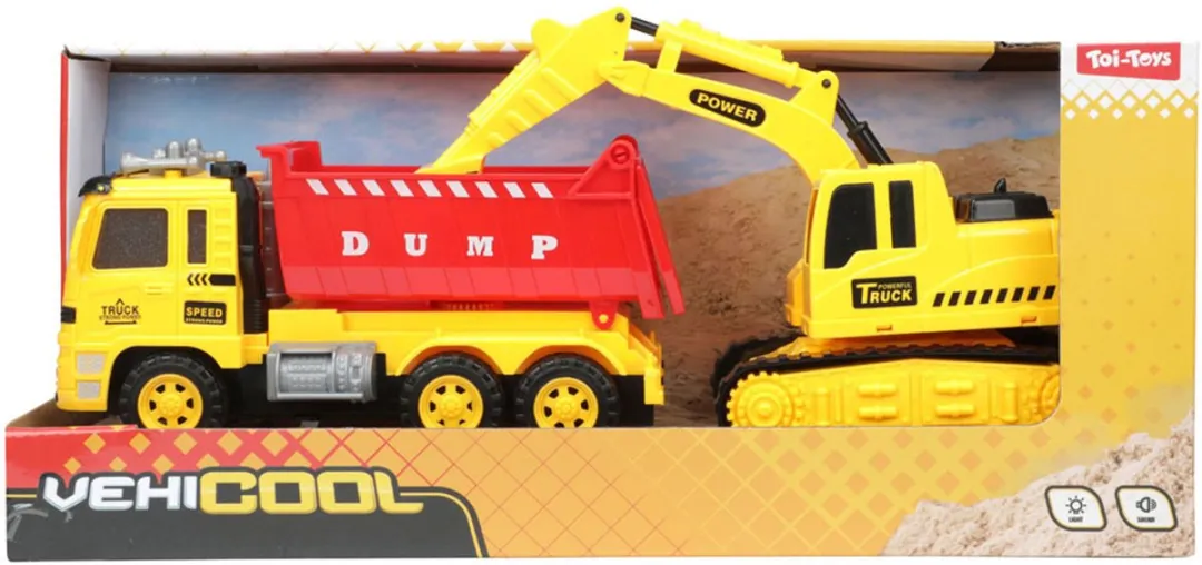 Toi-Toys Kiepwagen met Graafmachine 24069A - Blauw