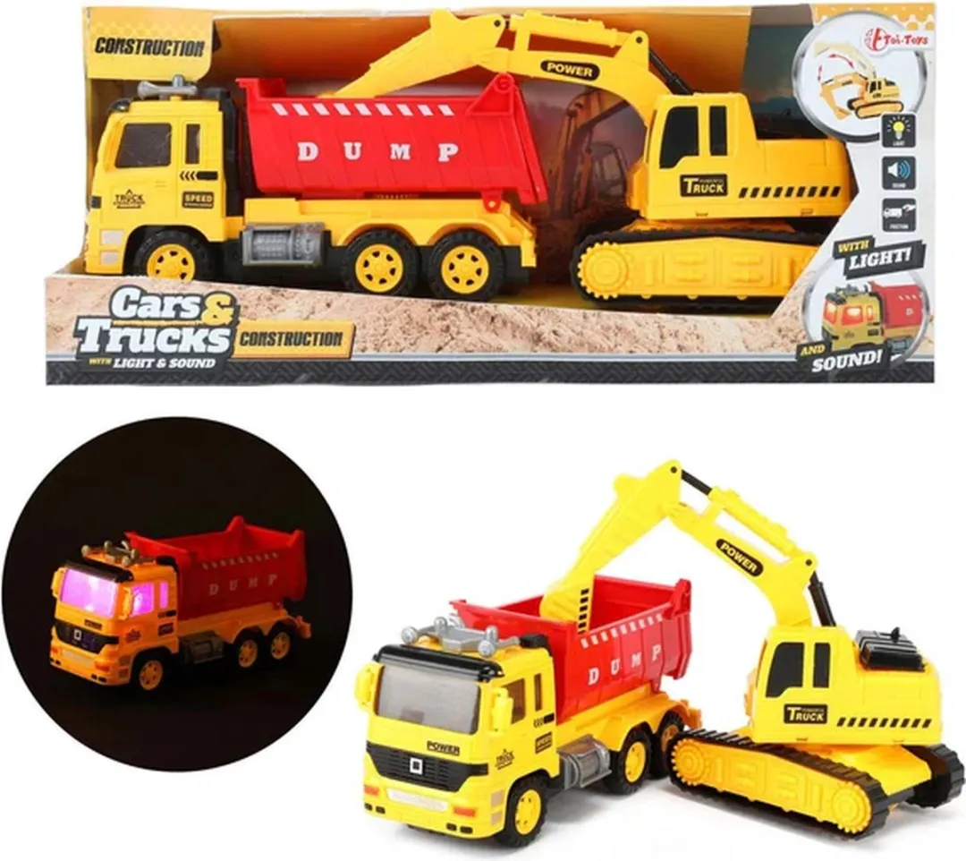 Toi-Toys Kiepwagen met Graafmachine 24069A - Blauw
