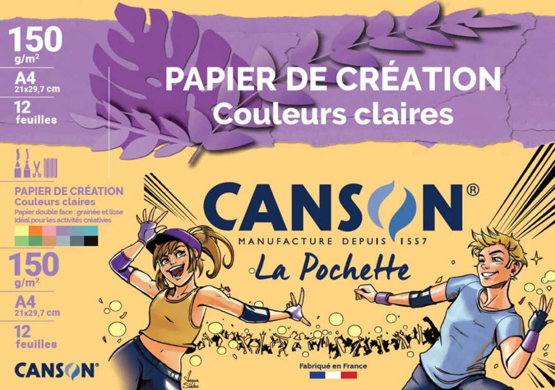 Canson Gekleurd Papier Verzamelmap A4 12 Stuks - 11 Kleuren