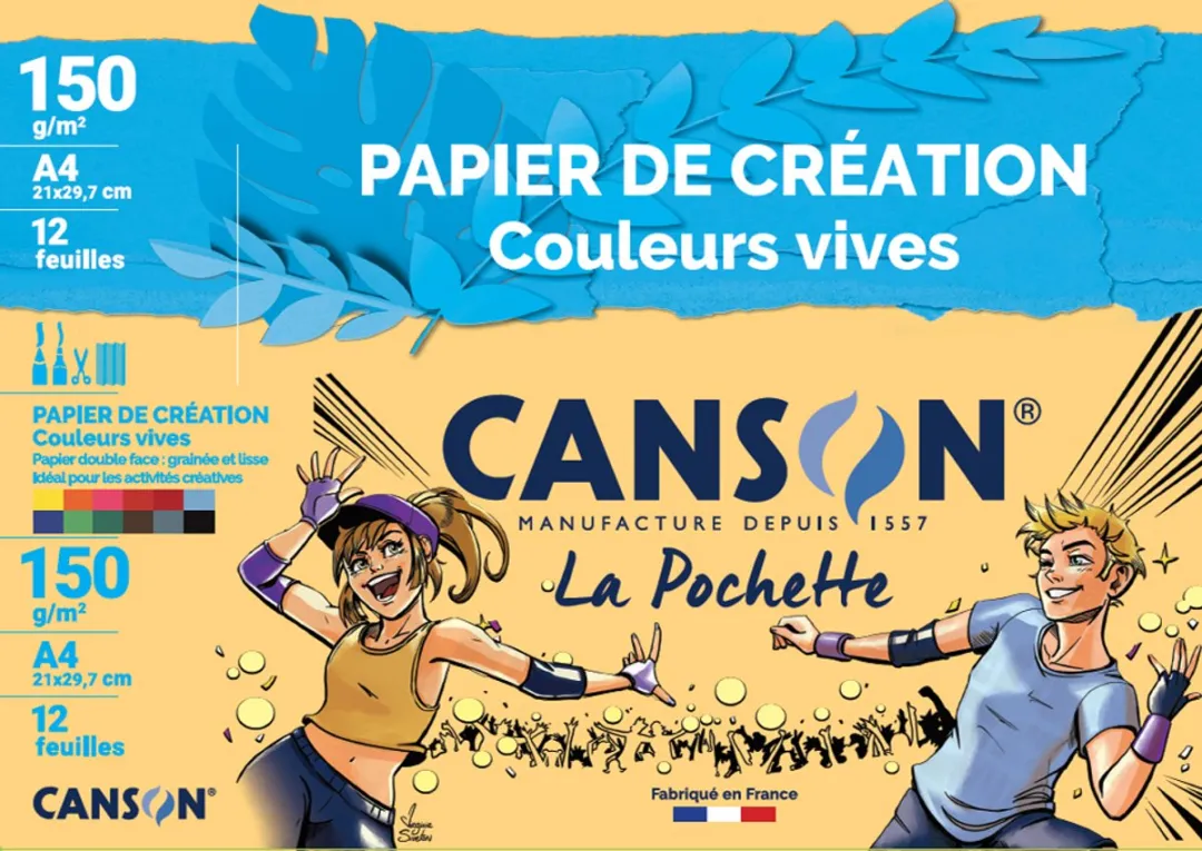 CANSON gekleurd papier in verzamelmap, DIN A4, 150 g/m2