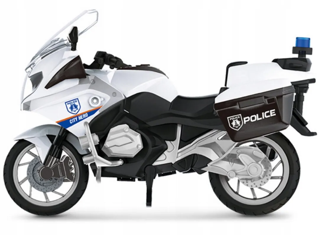 Politie Motor Speelgoed met Licht en Geluid - Wit 1:20