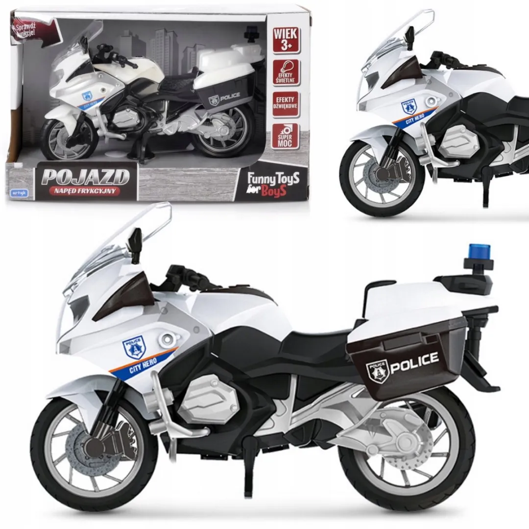 Politie Motor Speelgoed met Licht en Geluid - Wit 1:20