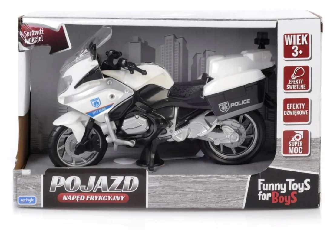 Politie Motor Speelgoed met Licht en Geluid - Wit 1:20