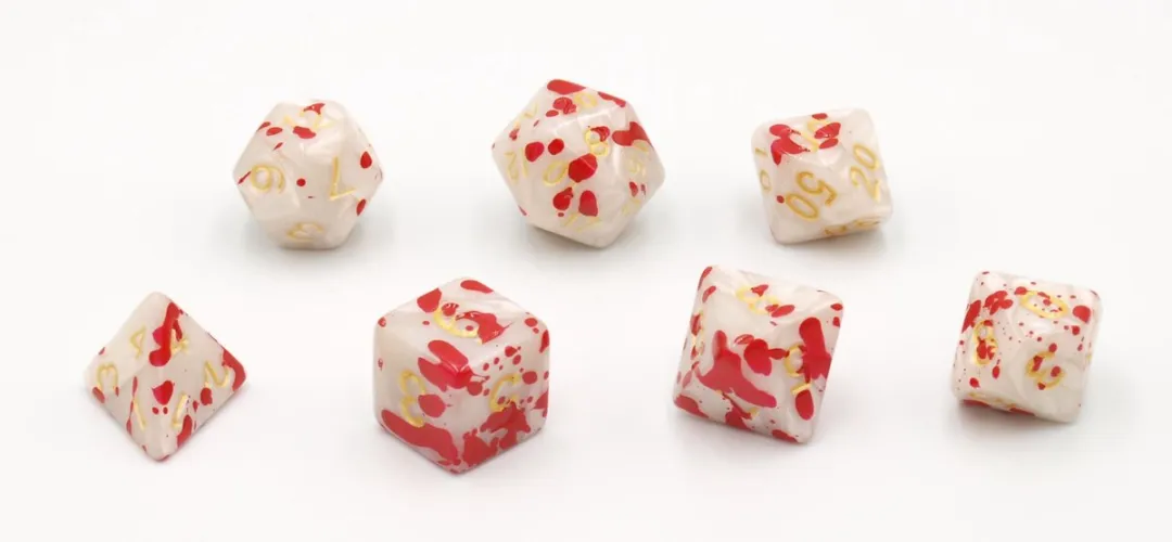 HOT Games Bloodspatter Dobbelstenen - 7 Stuks - Wit