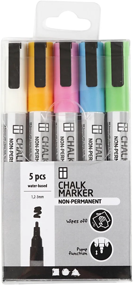 Creativ Company CC Chalk Markers Set 5 Stuks - 1,2-3mm