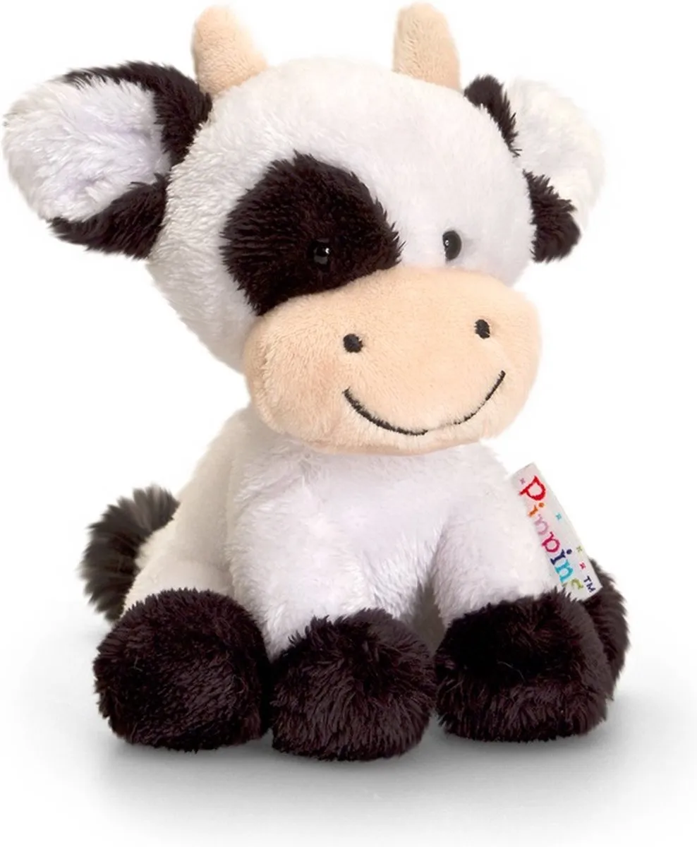 Keel Toys Pluche Koe 14cm - Zwart/Wit