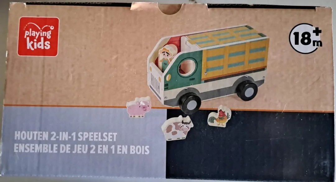 Playing Kids Houten Boerderijspeelset 2-in-1 - 6 Onderdelen