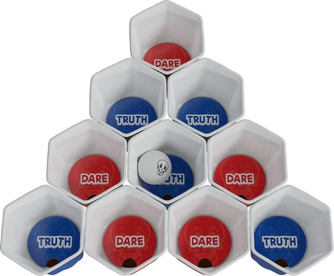 TruthDarePong - Drankspel - Truth or dare - spelletjes voor volwassenen - do or drink - fear pong - beer pong - bier pong spel - red cups – shots cups inbegrepen
