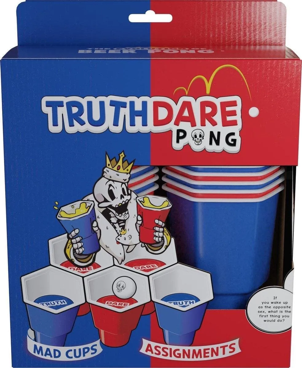 TruthDarePong - Drankspel - Truth or dare - spelletjes voor volwassenen - do or drink - fear pong - beer pong - bier pong spel - red cups – shots cups inbegrepen