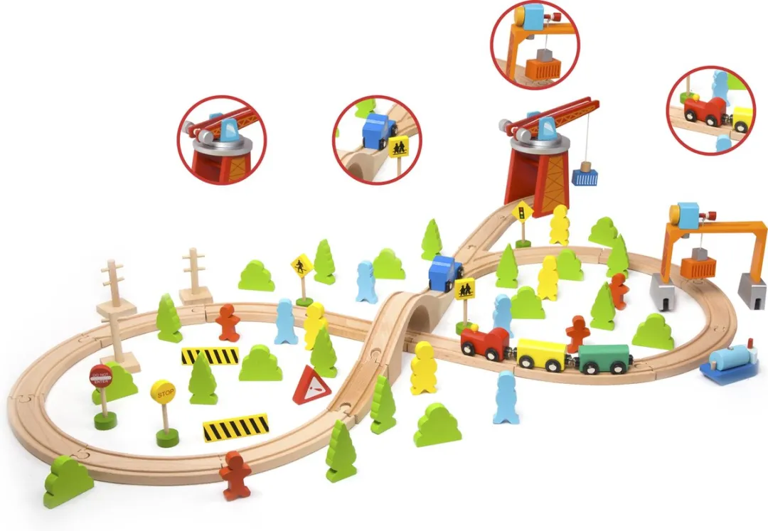 Classic World Trein Set - 75 Stukken - Hout