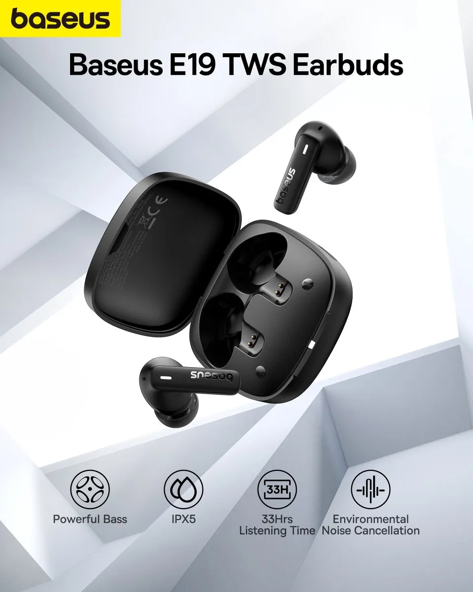 Baseus Bowie E19 TWS Oortelefoons - 33uur - Zwart - afbeelding 6 van 6