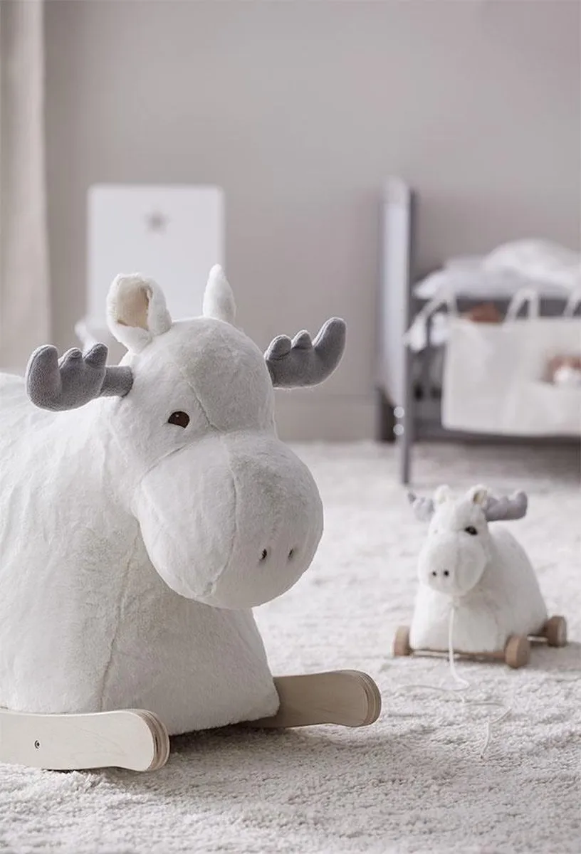 Kids Concept Trekdiertje Rendier Edvin Wasmand - Wit