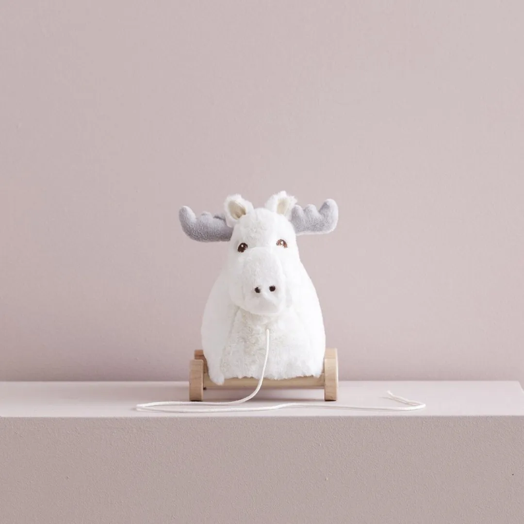 Kids Concept Trekdiertje Rendier Edvin Wasmand - Wit