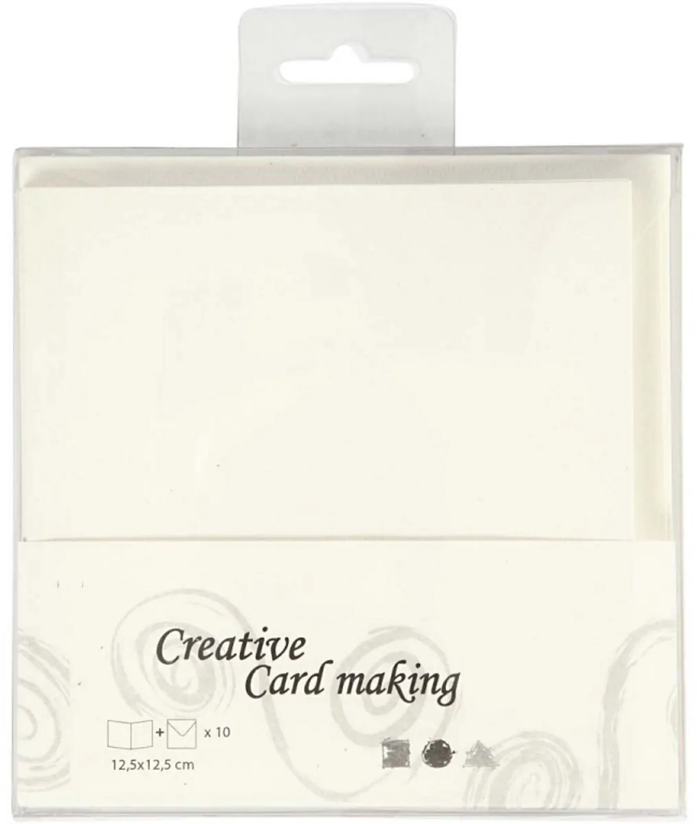 Creativ Company Kaarten & Enveloppen 12,5x12,5cm - Crème - 10 Stuks