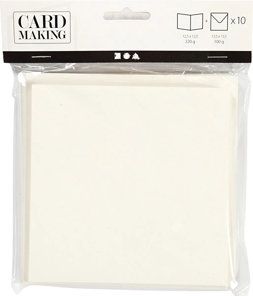 Creativ Company Kaarten & Enveloppen 12,5x12,5cm - Crème - 10 Stuks