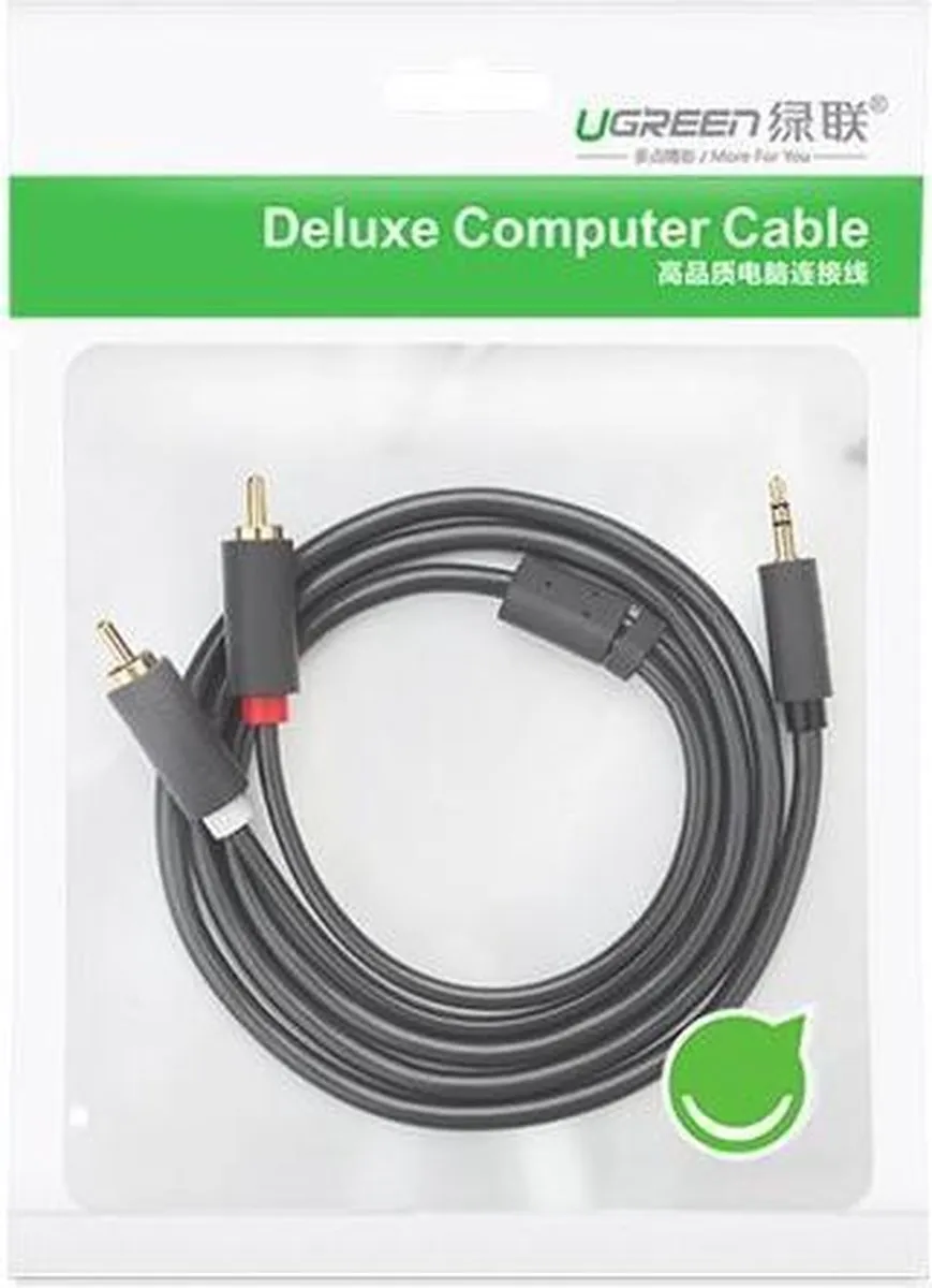 Ugreen 2x RCA naar 3.5mm Audiokabel 20cm - Grijs