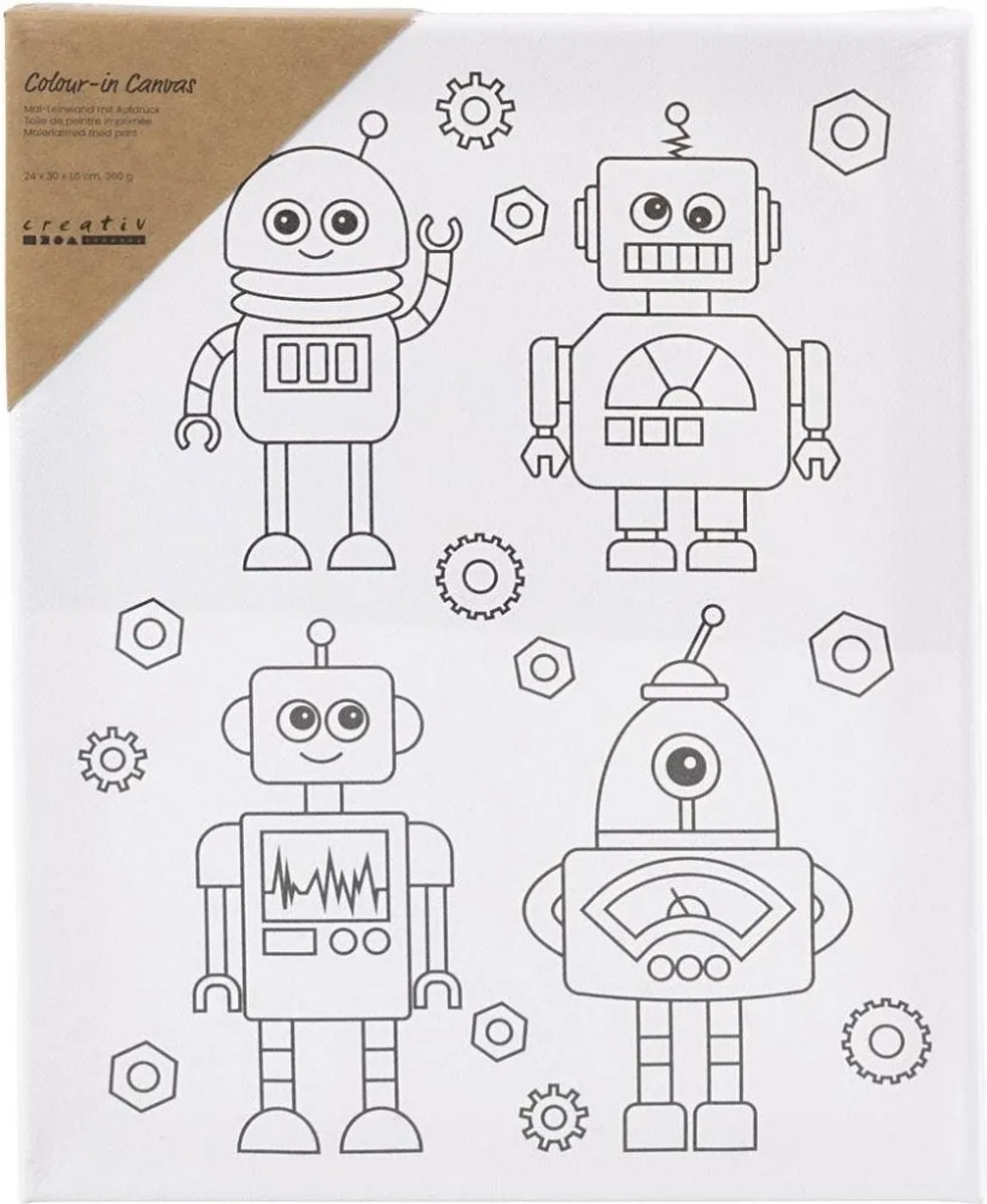 Creativ Company Schildercanvas Robots 24x30cm - Multicolor
