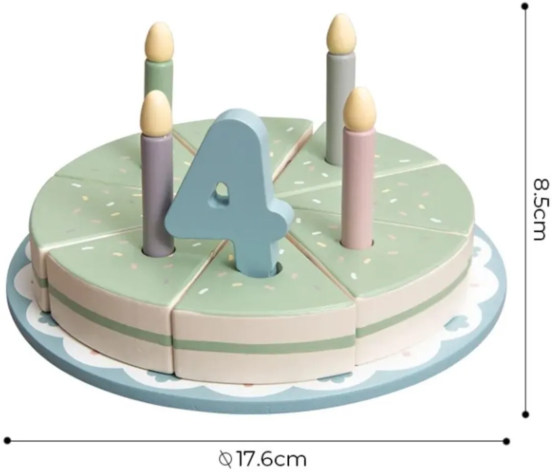 LiasToys - Houten Montessori Verjaardagstaart - Zelf Versieren - Educatief Speelgoed Keuken - Verjaardag Baby 1, 2, 3 en 4 Jaar Taart - Keukenspeelgoed Accessoires - Houten Keukenaccessoires