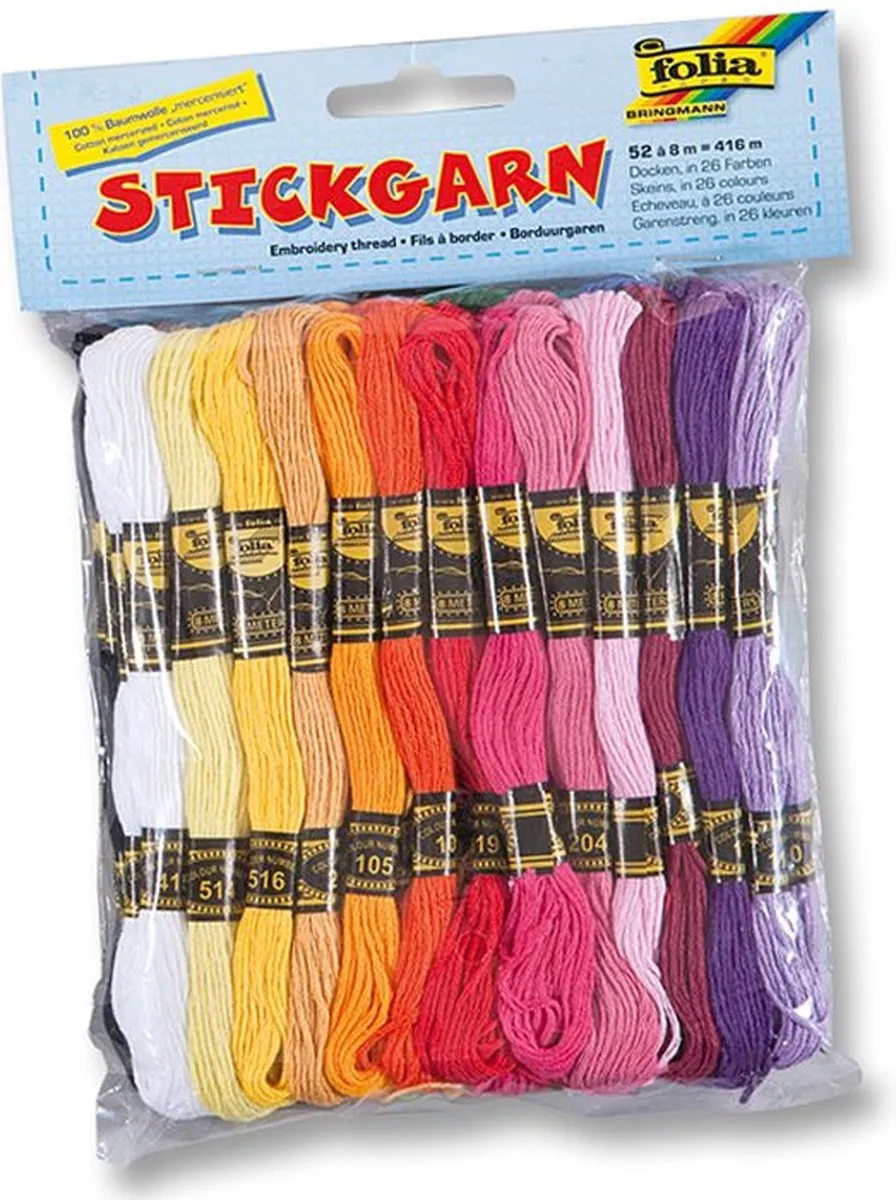 Folia Stickgarn 52 Docken Multikleur - 26 Kleuren