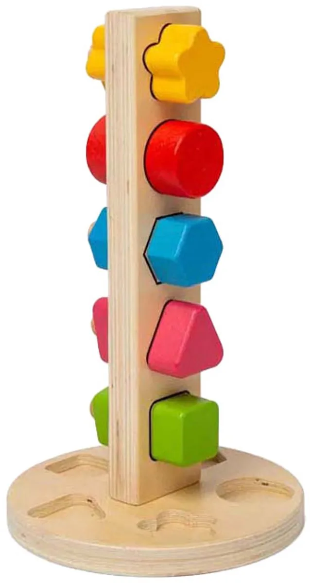 BIGJIGS Houten Moeren- en Boutentoren 11-delig - Multicolor