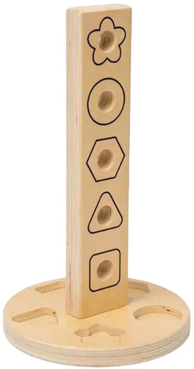 BIGJIGS Houten Moeren- en Boutentoren 11-delig - Multicolor