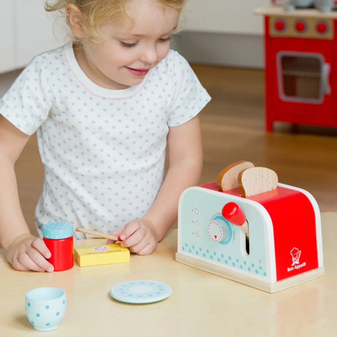 New Classic Toys Houten Broodrooster Speelgoedset - Rood