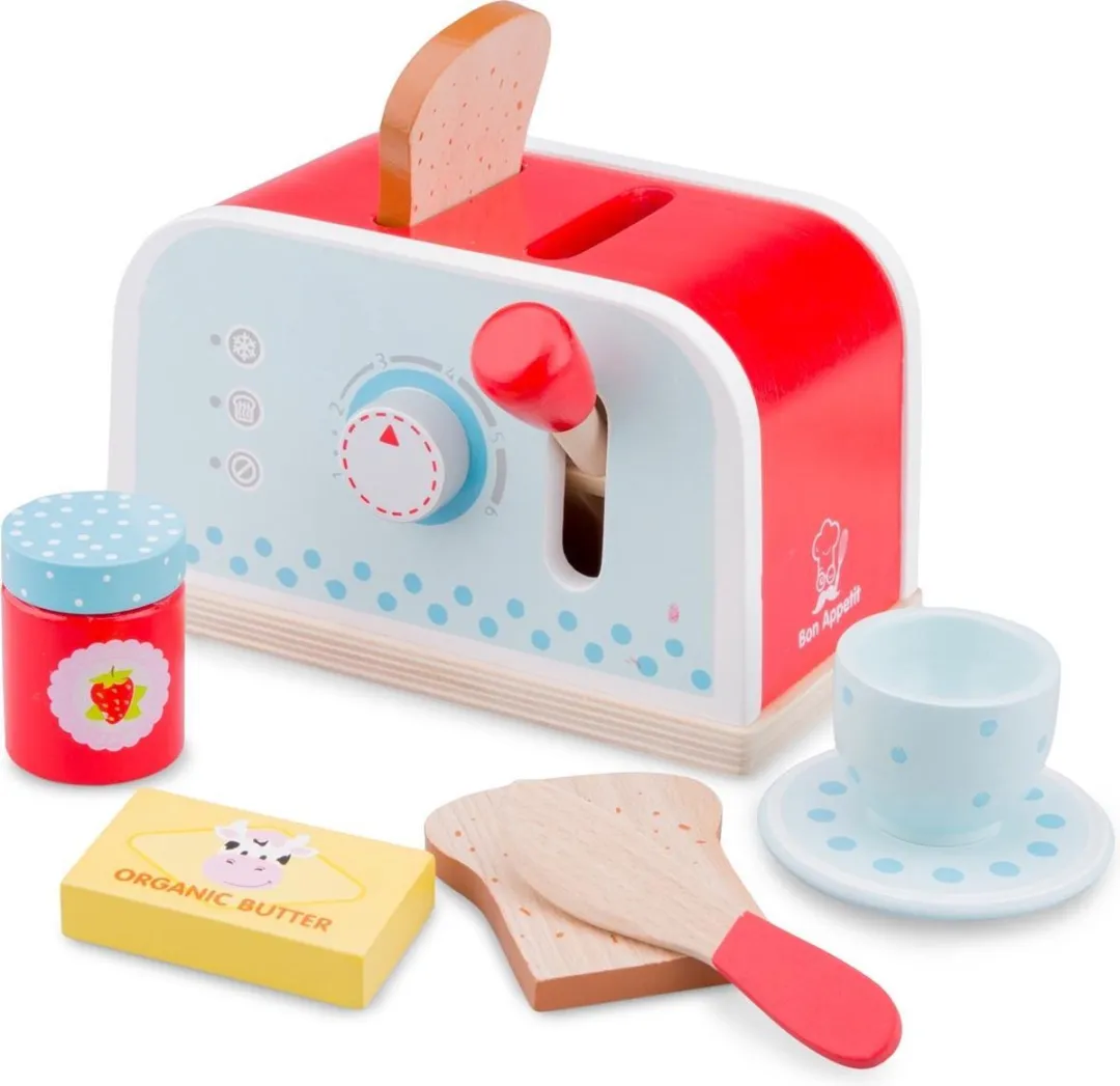 New Classic Toys Houten Broodrooster Speelgoedset - Rood