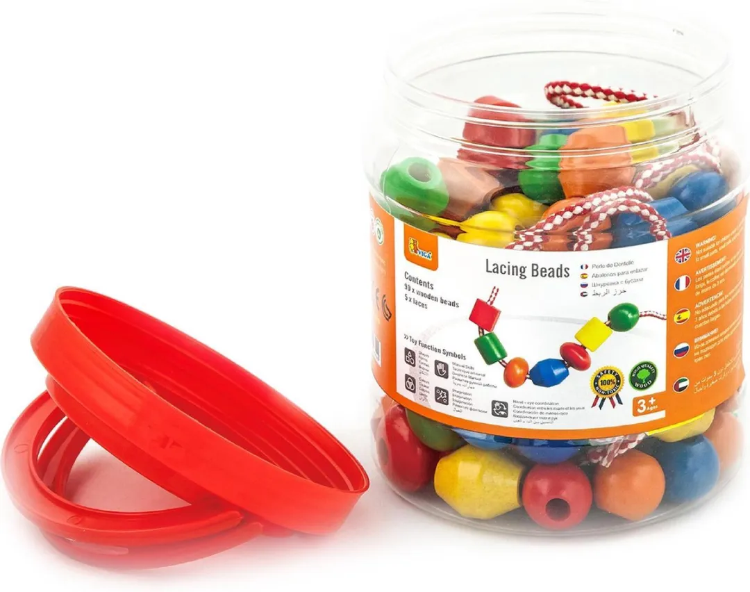 Viga Toys Houten Rijgkralen 90 Stuks