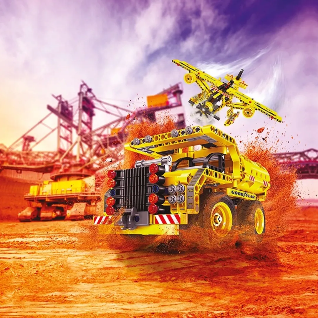 Goodyear Brick 2-in-1 Bouwset Dumptruck & Vliegtuig