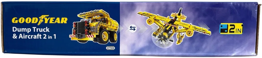 Goodyear Brick 2-in-1 Bouwset Dumptruck & Vliegtuig - 361 Stuks - Geel - afbeelding 6 van 6