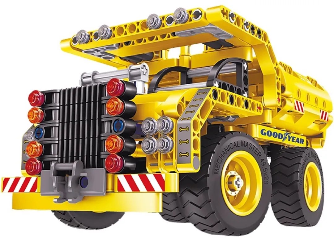 Goodyear Brick 2-in-1 Bouwset Dumptruck & Vliegtuig - 361 Stuks - Geel