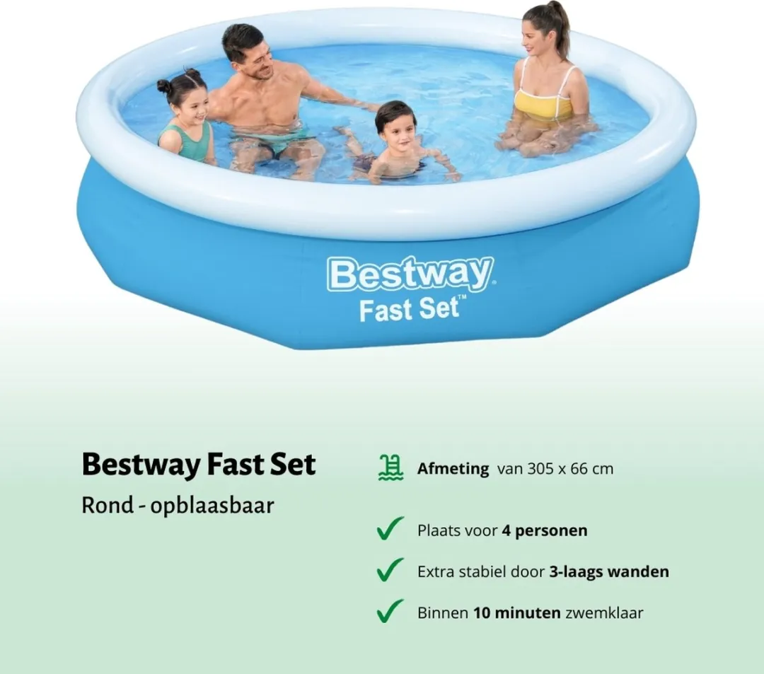 Bestway Fast Set Zwembad 305x66cm - Blauw - 3200L