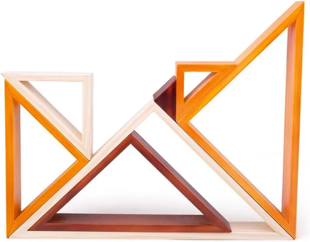 BIGJIGS Houten Stapelhoeken Multicolor - 7 Stuks