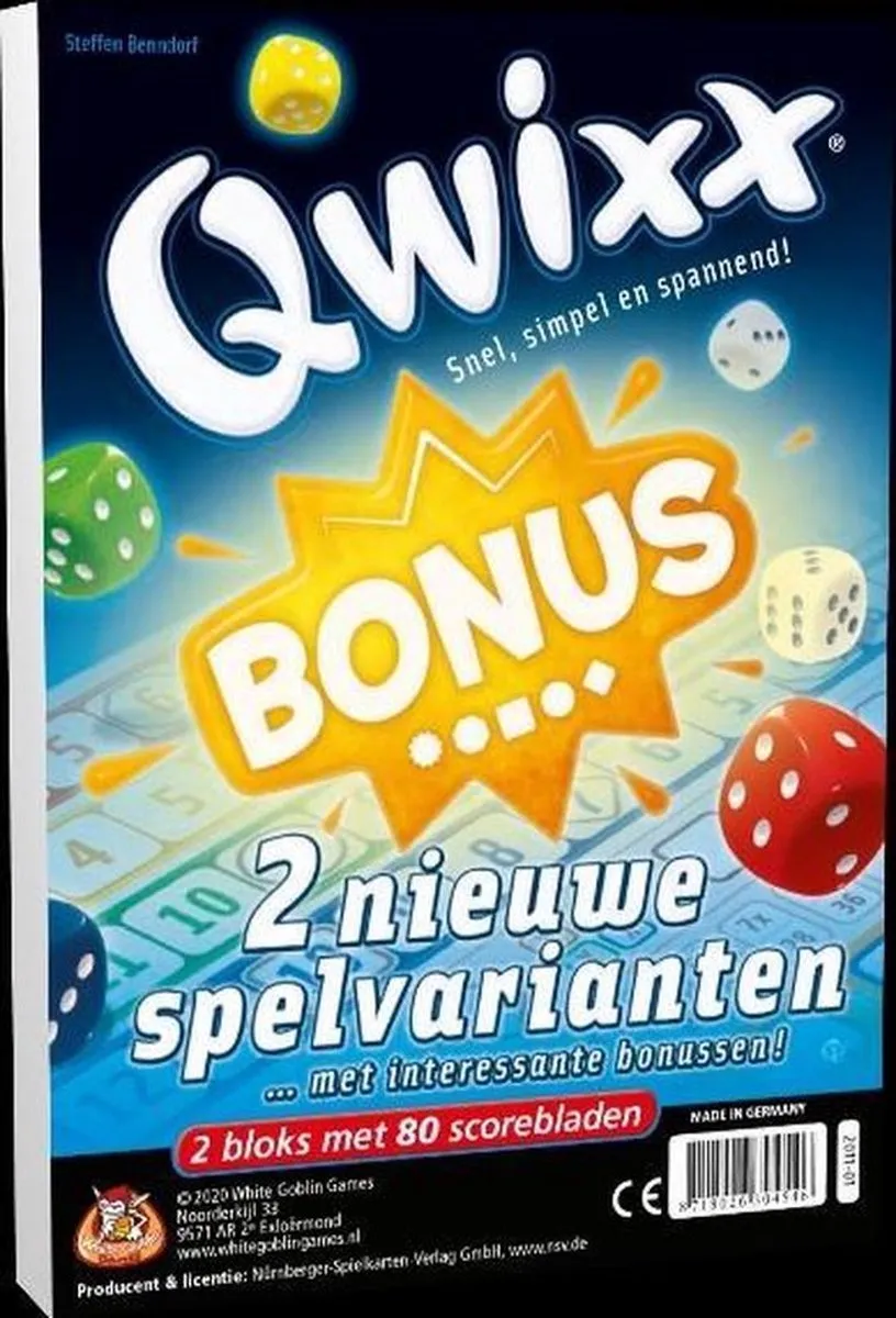 White Goblin Games Qwixx Bonus Dobbelspel - Uitbreiding WGG2011