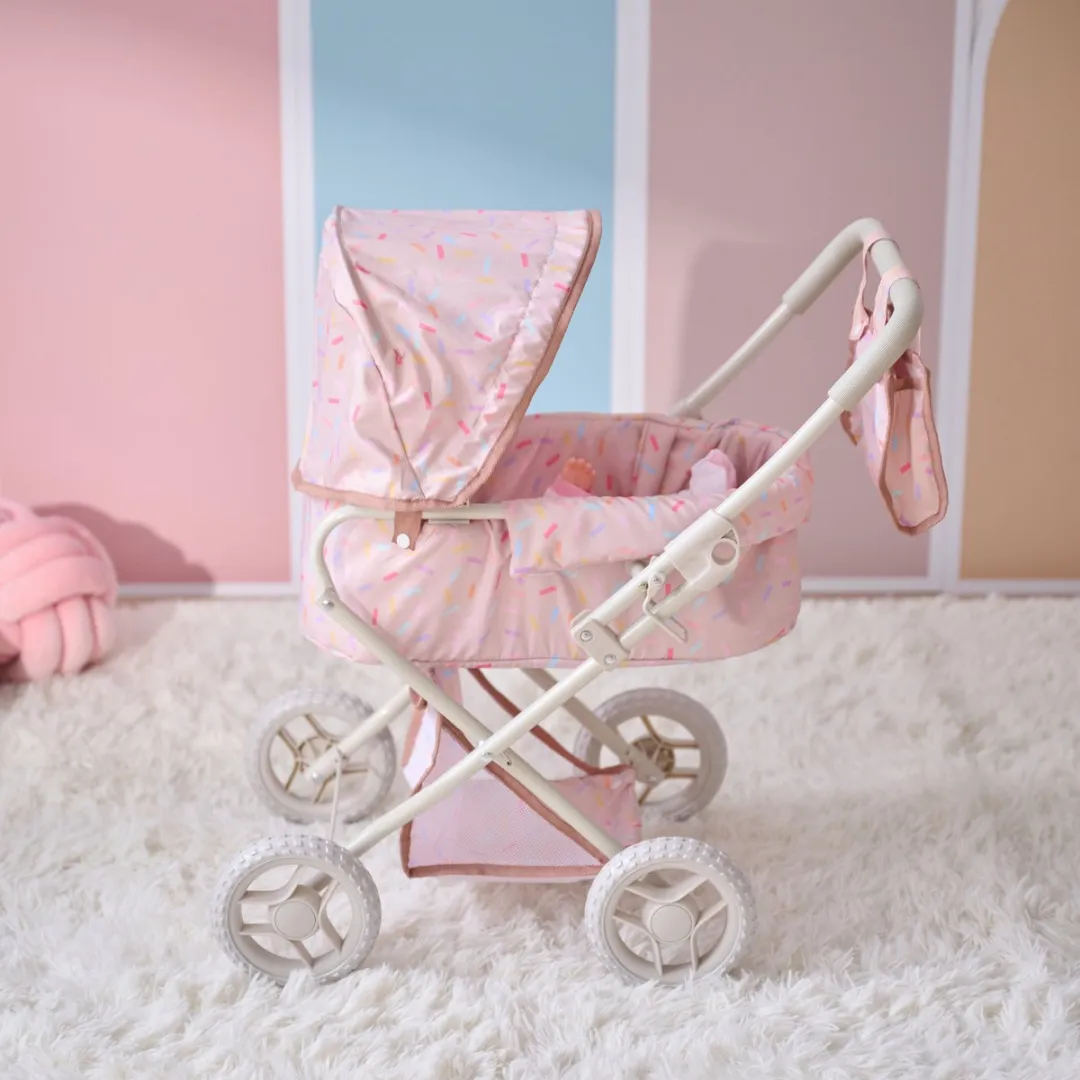Teamson Kids Klassiek Poppenwagen Voor Babypoppen - Accessoires Voor Poppen - Roze confetti