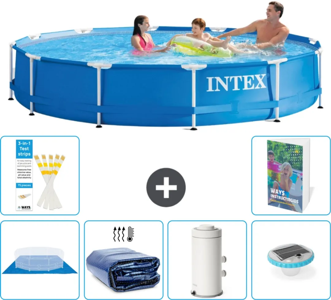 Intex 28210NP-Blauw Rond Frame Zwembad 366x76cm