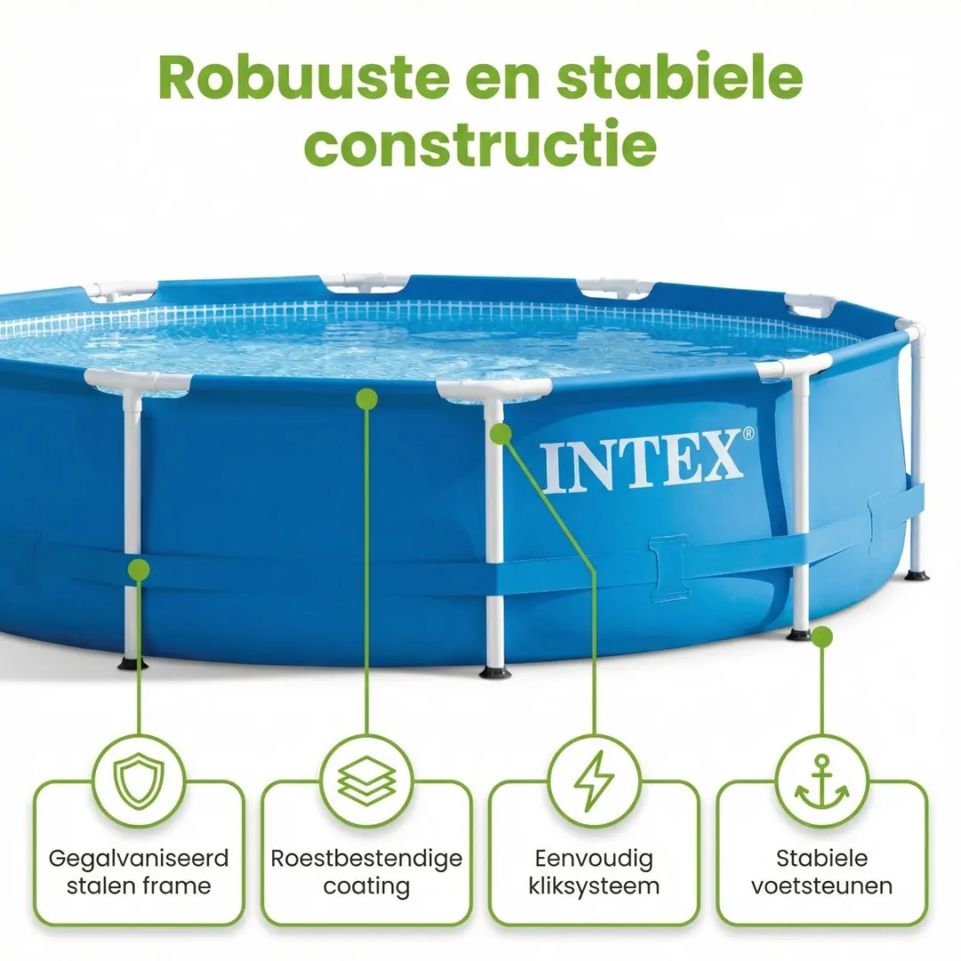 Intex 28202GN-Blauw Rond Frame Zwembad 305x76cm - Blauw