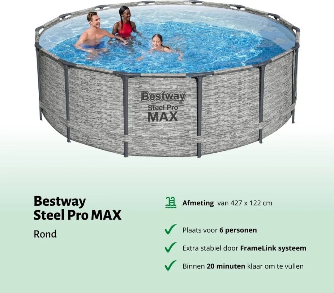 Bestway Steel Pro MAX Zwembad 427x122cm - Grijs