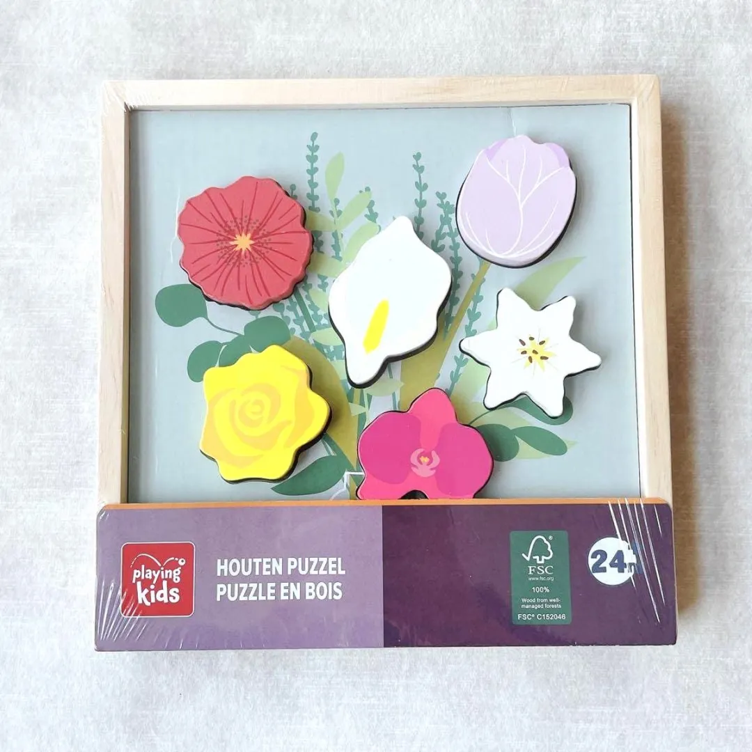 Playing Kids Houten Bloemen Legpuzzel