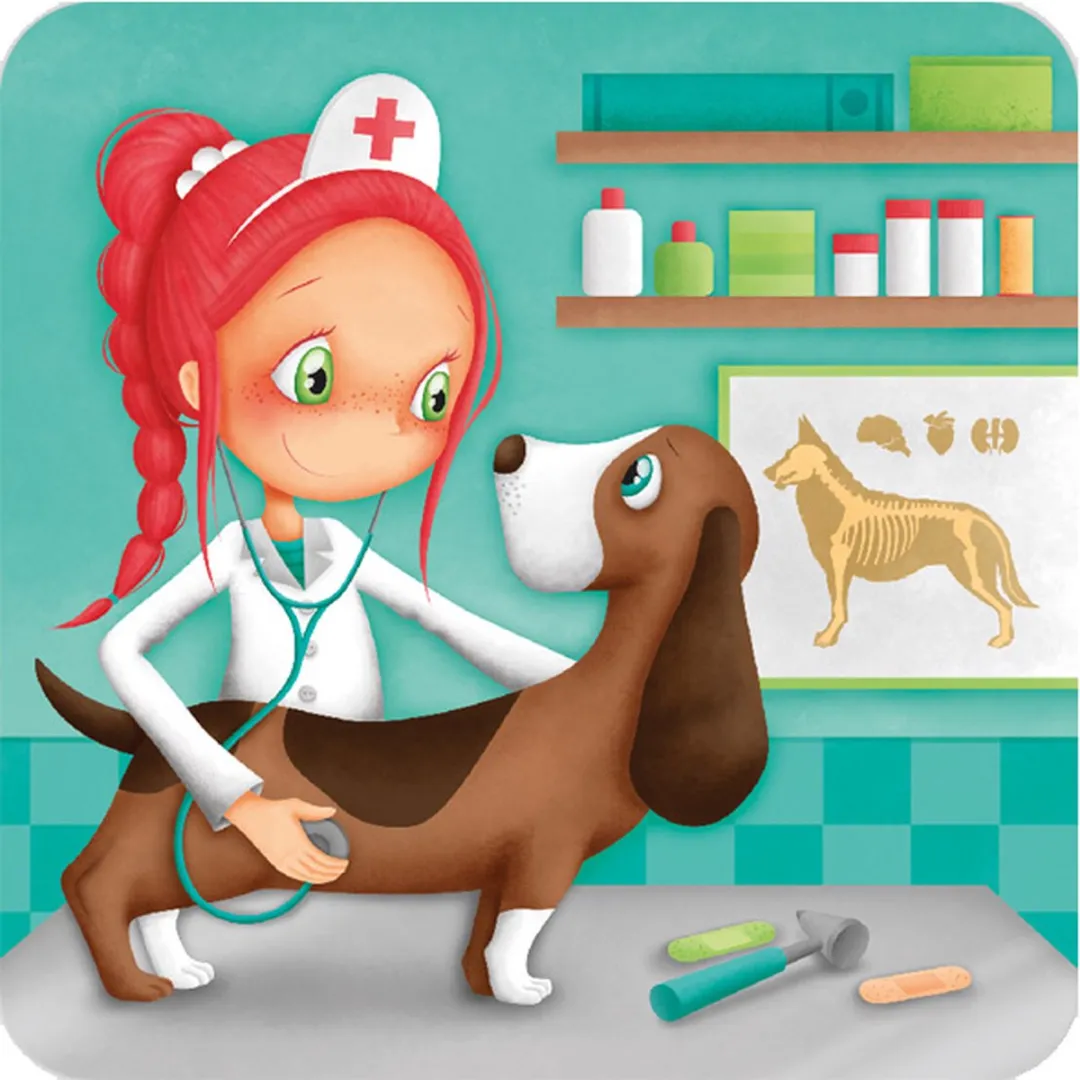 Eurekakids Puzzel 4 in 1 Dierenarts - Dieren Dokter - Vier Kinderpuzzels in Stijlvolle Verpakking - 6, 9, 12 en 16 Stukjes