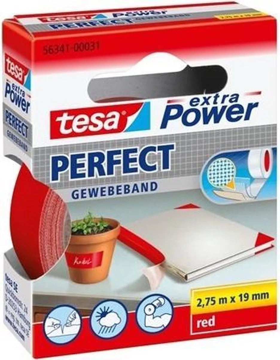 Tesa Plakband Textiel 19mmx2.75m - Rood