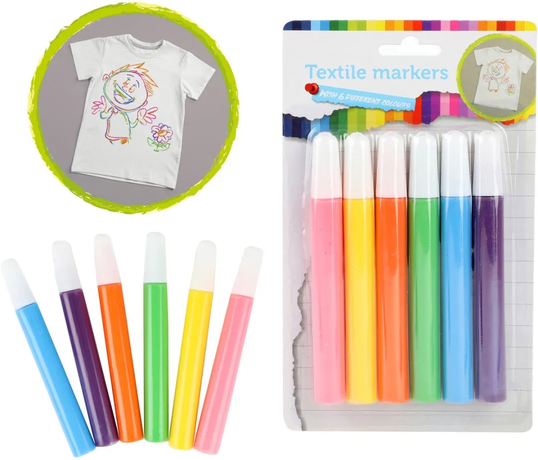 Toi-Toys Textielstiften Tropical - 6 Stuks