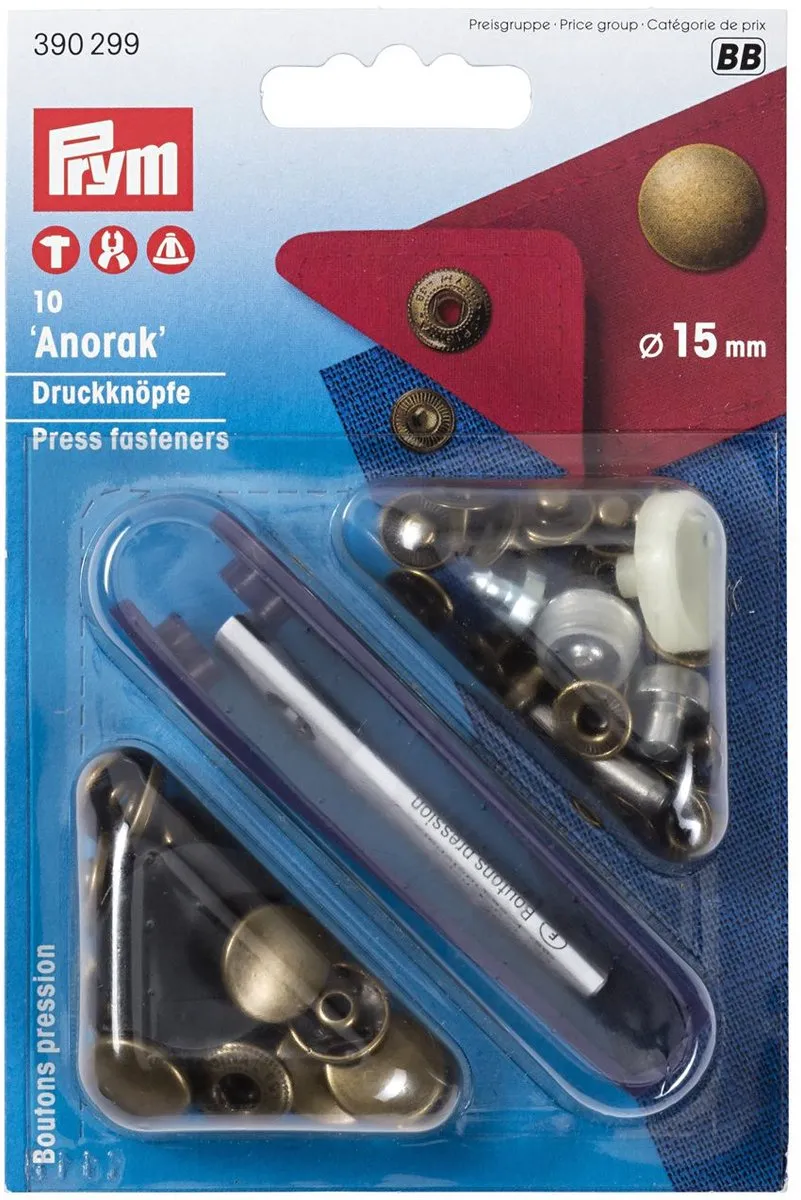 Prym Anorak Drukknopen 15mm Oudmessing - 10 Stuks