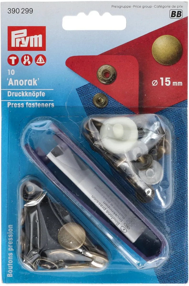 Prym Anorak Drukknopen 15mm Oudmessing - 10 Stuks